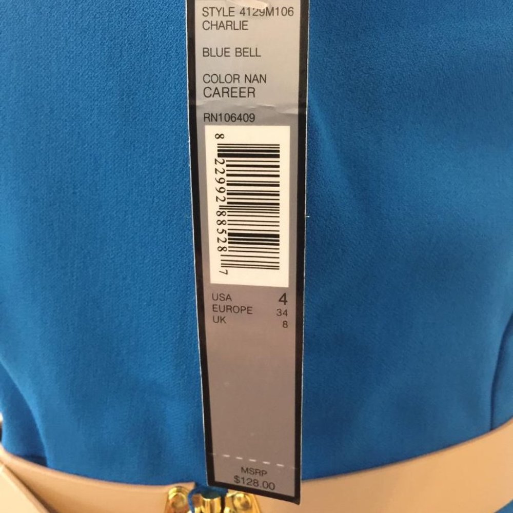 Tahari Blue Sleeveless Dress with Belt size 4 - Picture 8 of 8